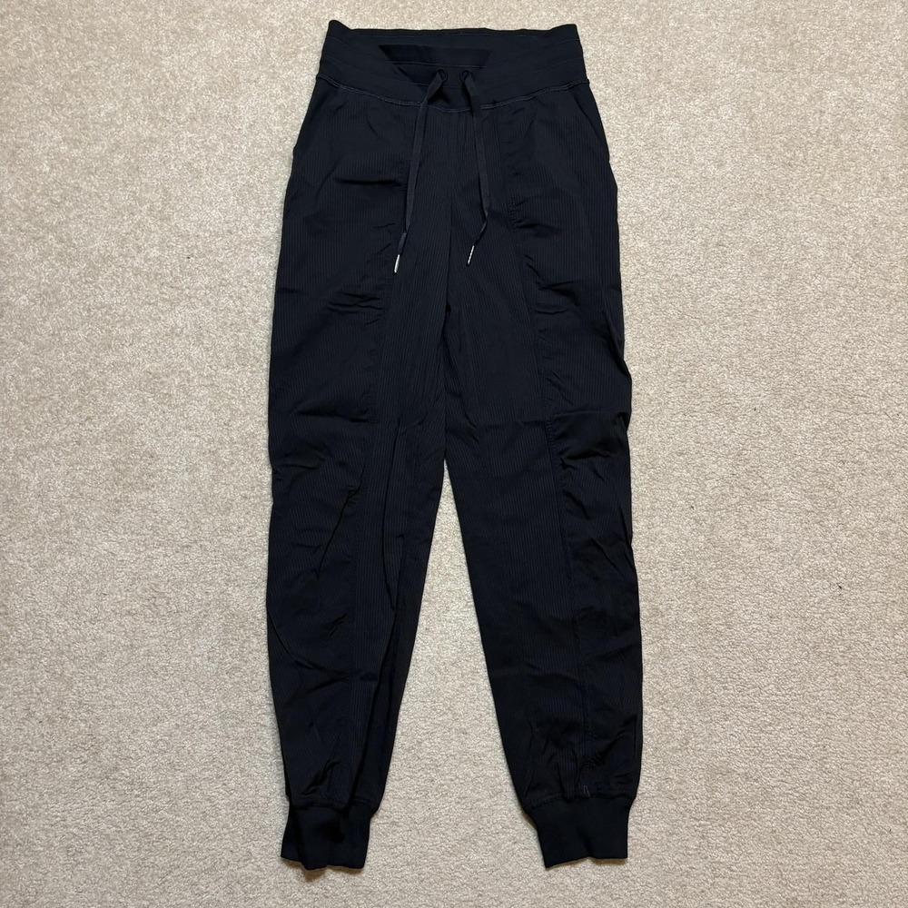 Lululemon Dance Studio Mid Rise Jogger Pants Womens 2 Black Full Length Sporty